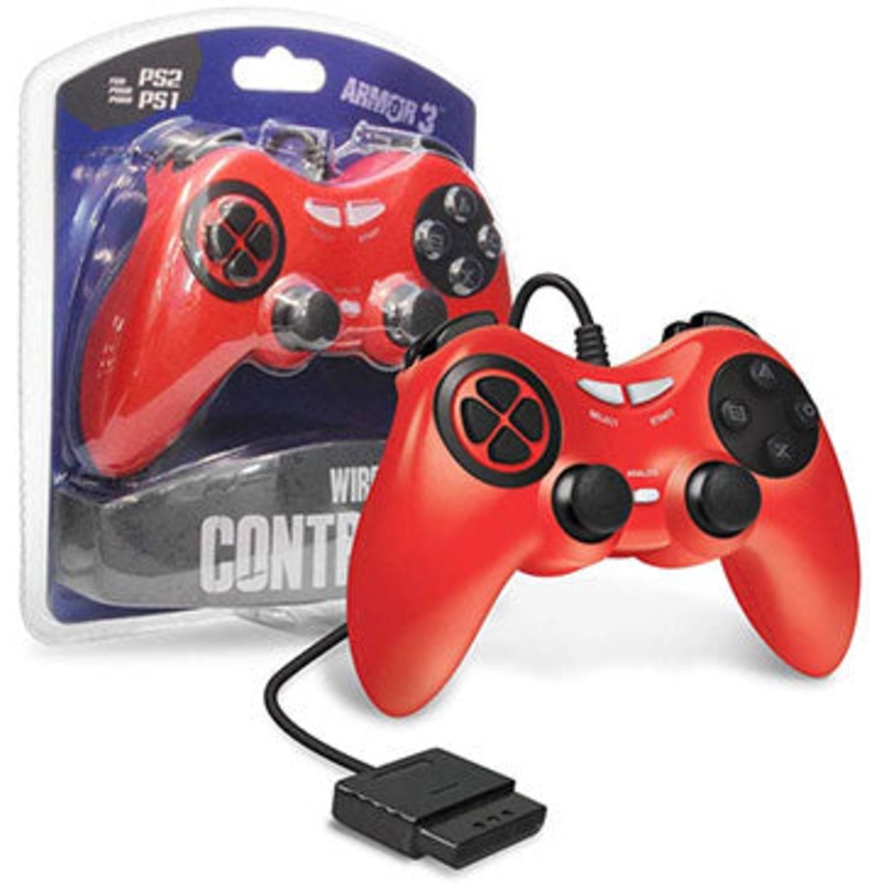 Armor3 Red Wired PS2 Game Controller – PS2